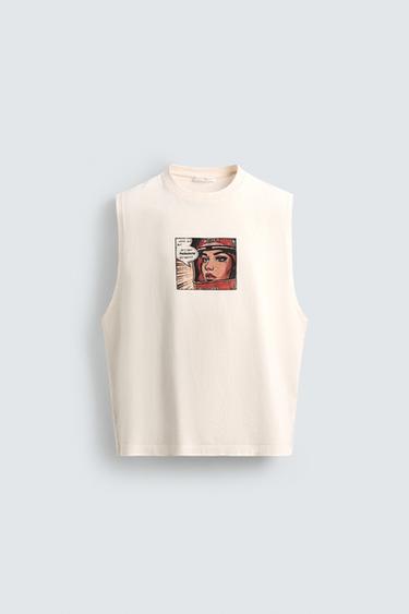CAMISETA TANK ESTAMPADO CÓMIC - Crudo de Zara