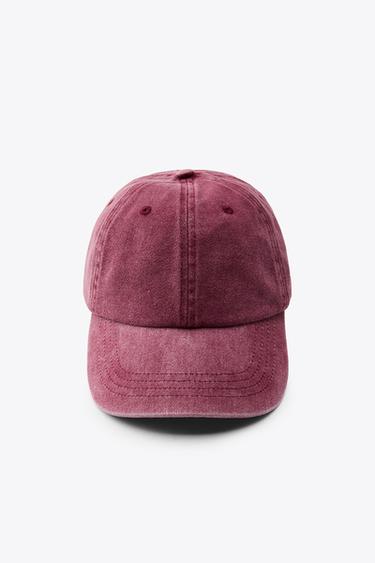 BASEBALLCAP AUS SERGE IN VERWASCHENER OPTIK - Dunkelrosa von Zara
