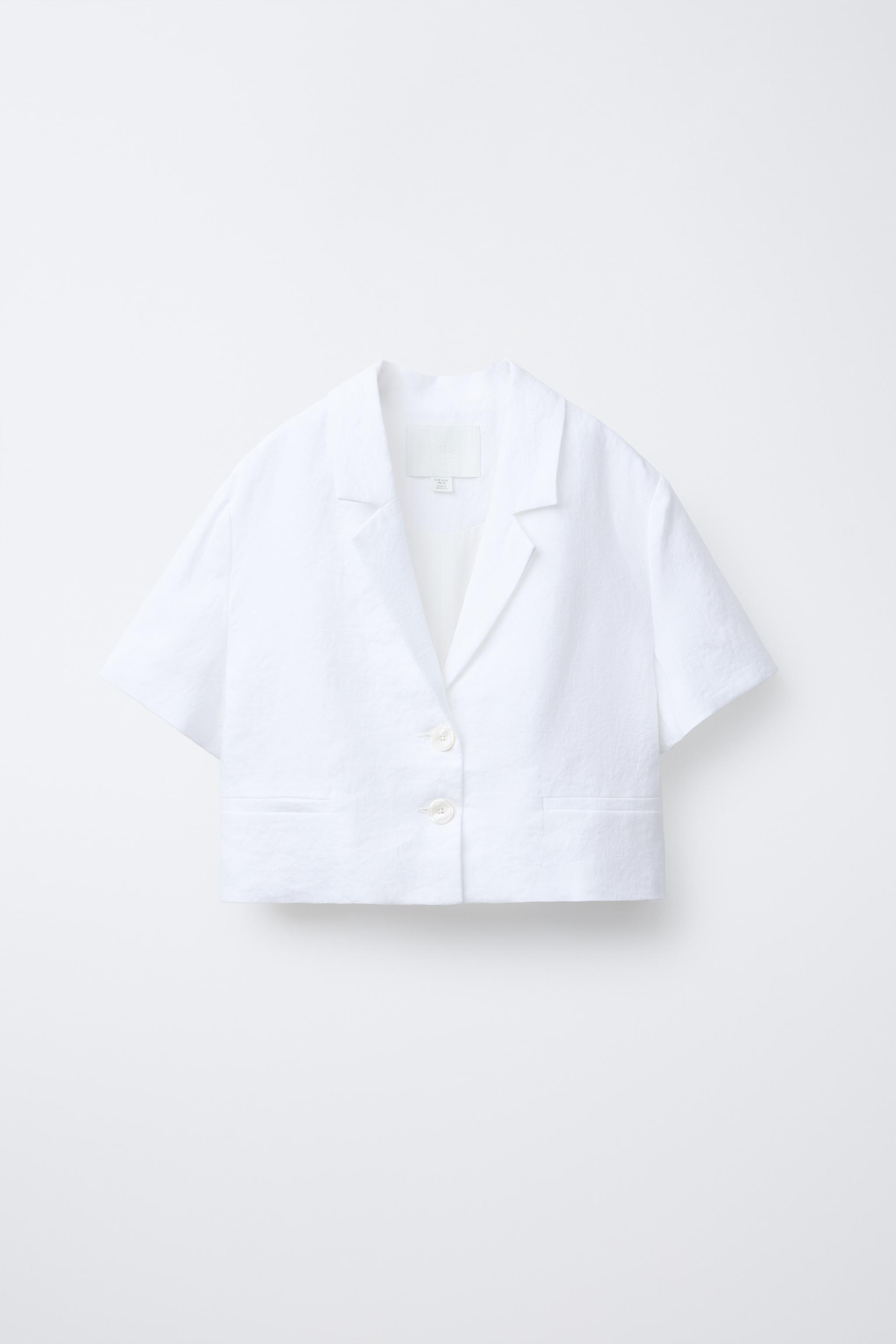 ZARA クロップドブレザーフラップ　エクリュ　XS ホワイト ベストセラー 商品ファッション - ZARA クロップドブレザー
