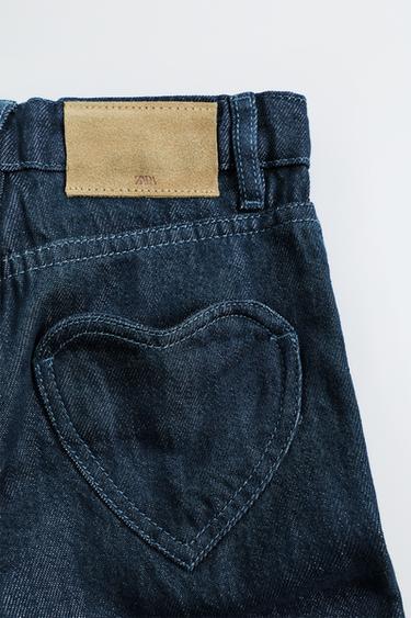 JEAN WIDE LEG POCHES CŒUR - Bleu de Zara