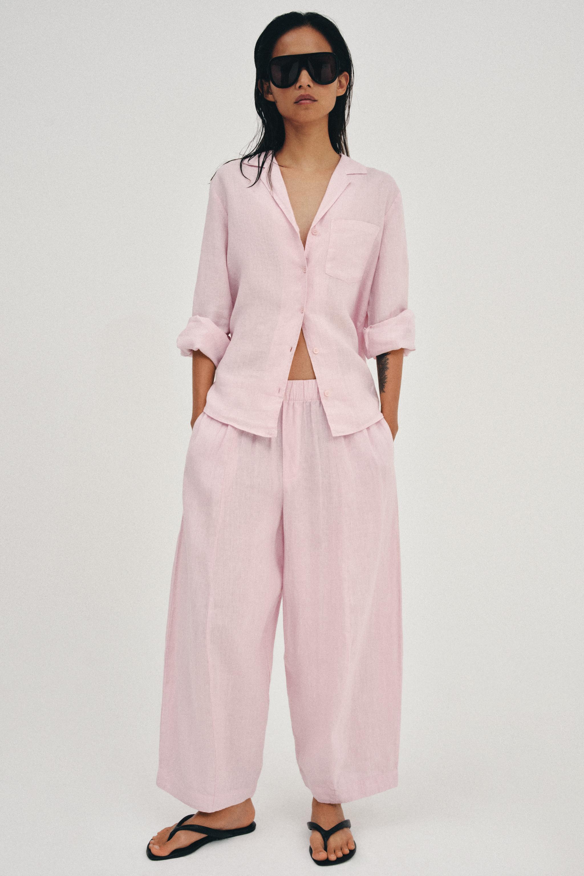 Zara %100 KETEN ZW COLLECTION BARREL PANTOLON