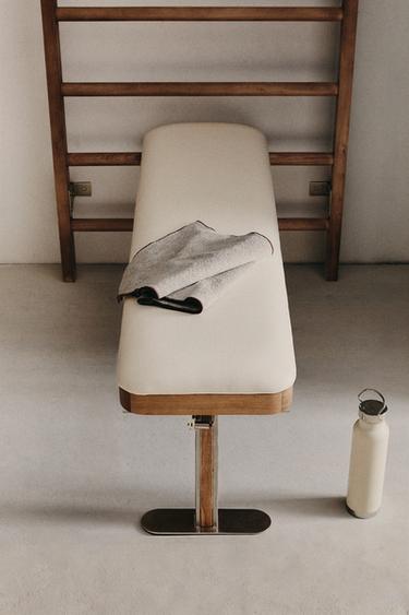 ADJUSTABLE WALL BAR LEATHER BENCH - Oyster-white by Zara