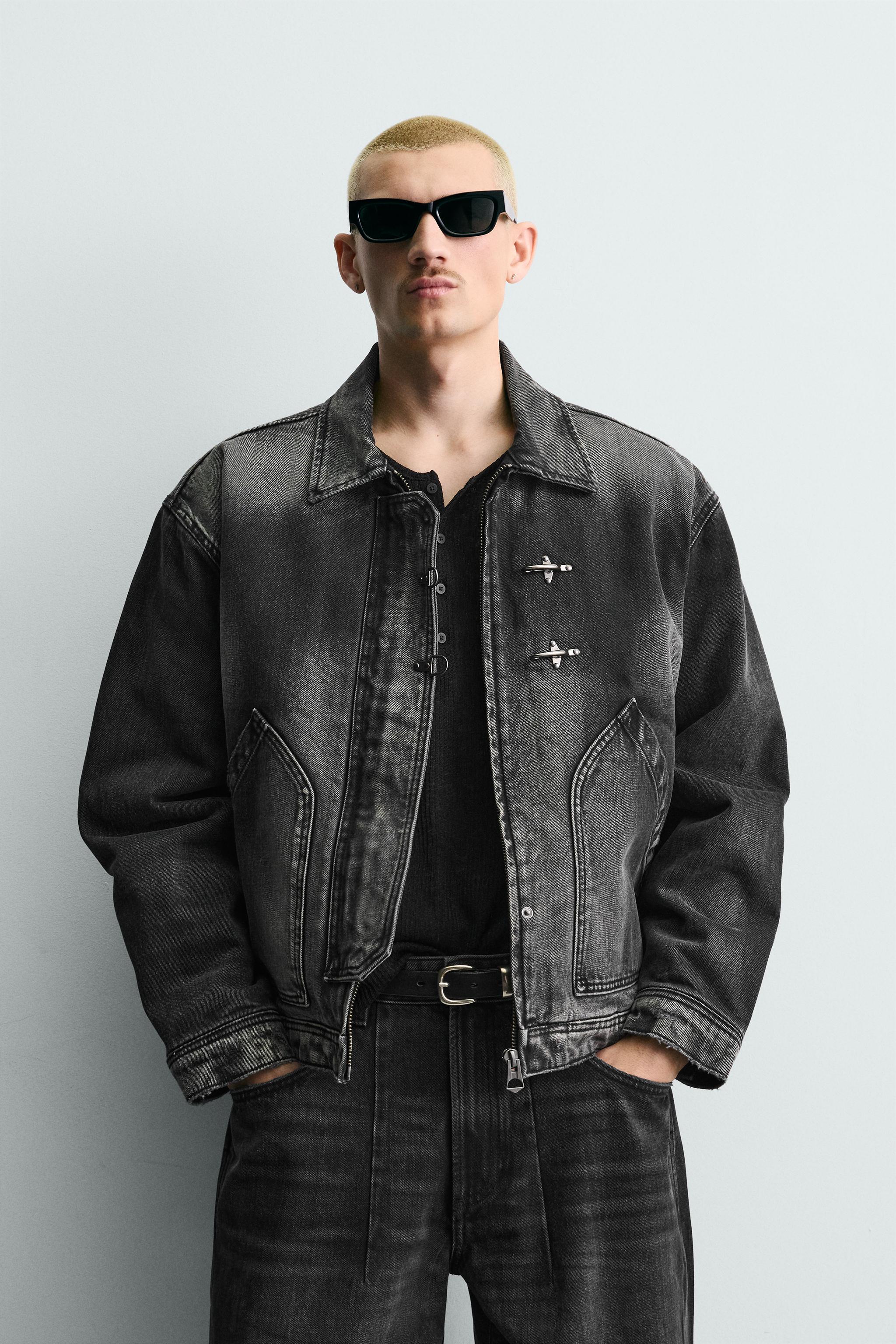 BOXY FIT DENIM JACKET WITH FIREMAN CLASPS