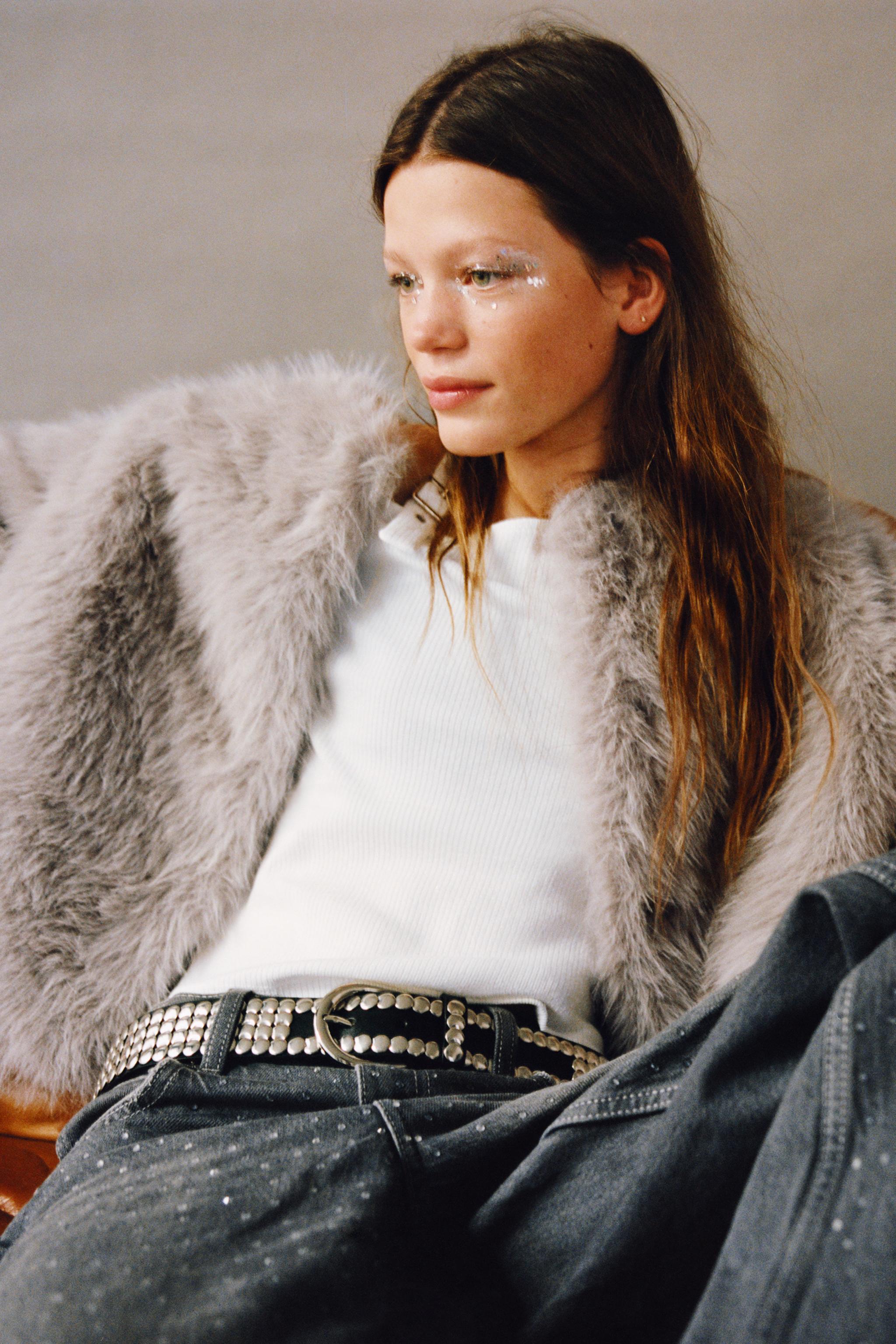 SHORT FAUX FUR JACKET - Light grey | ZARA South Africa