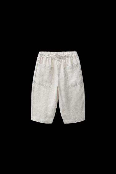 Zara 100% LINEN BAGGY PANTS - Light beige - Image 0