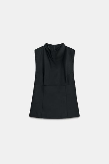 DRAPED NECK TOP - Black by Zara