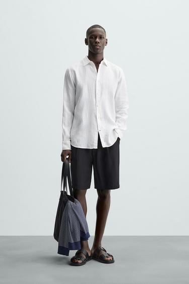 CAMISA REGULAR FIT LINO - Blanco de Zara - Imagen 0