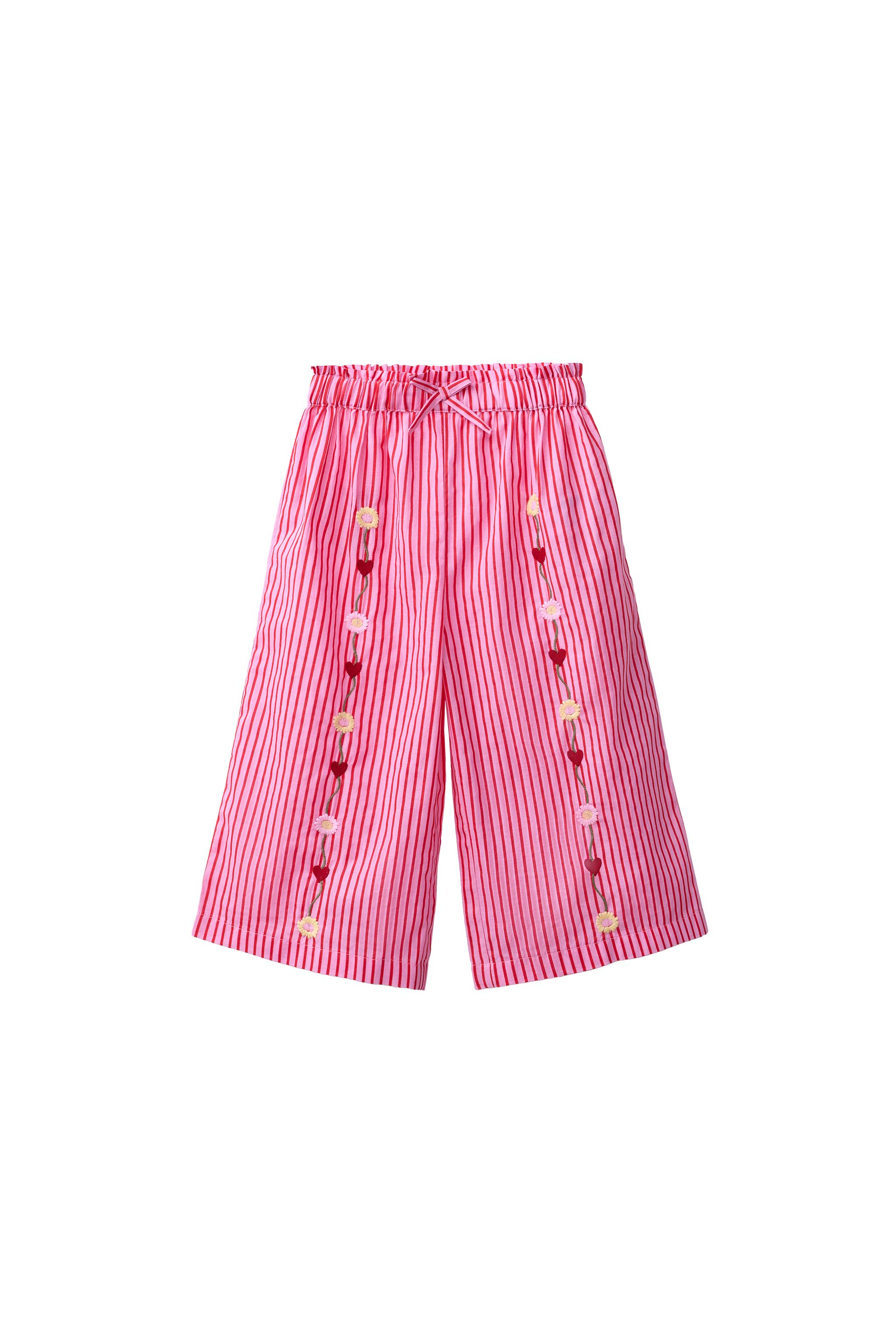 STRIPED EMBROIDERED PANTS SISSEL EDELBO X ZARA KIDS - Fuchsia