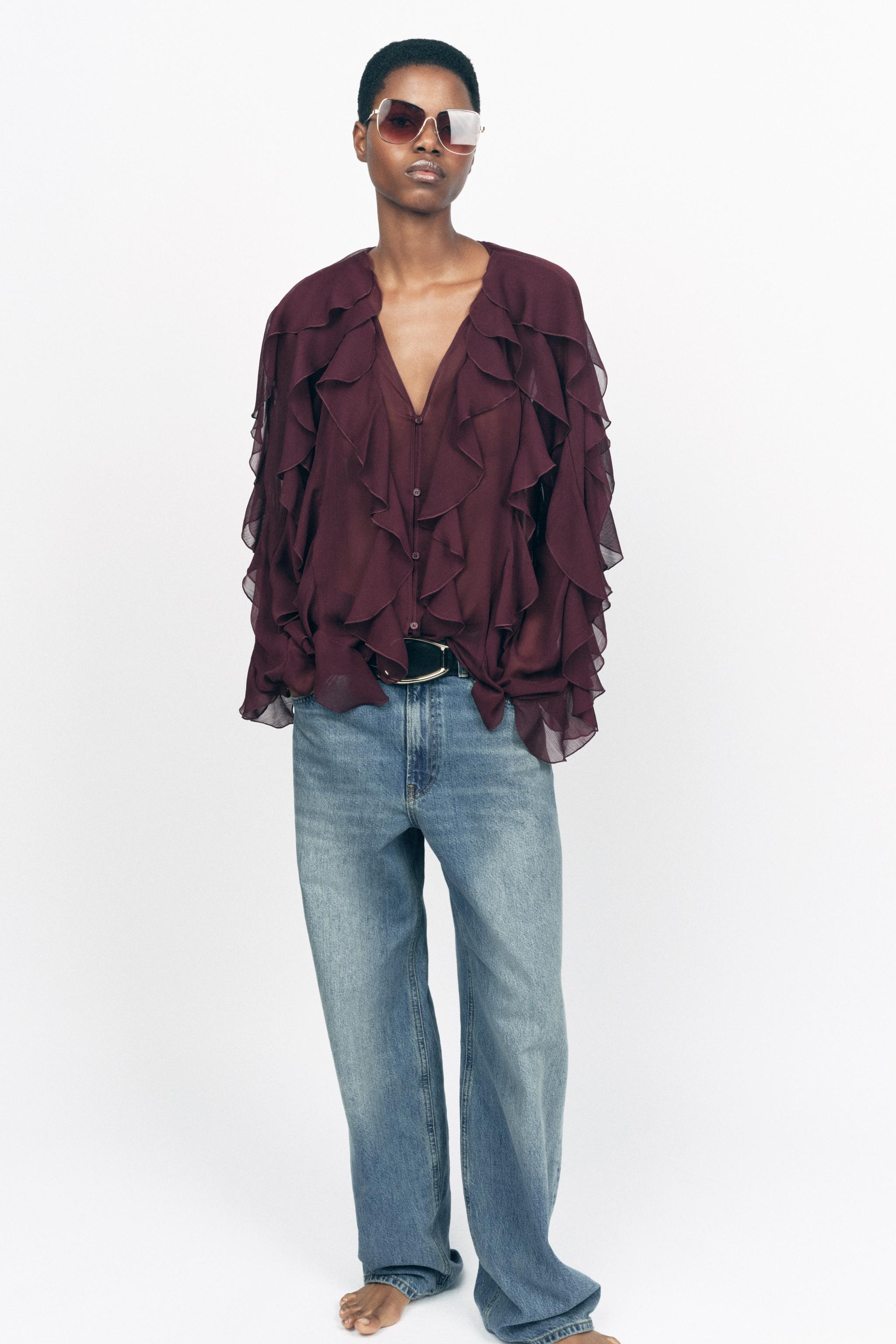 Blusa Satinada Camisa Roja Mujer Zara Blusas De Zara Zara Blusas