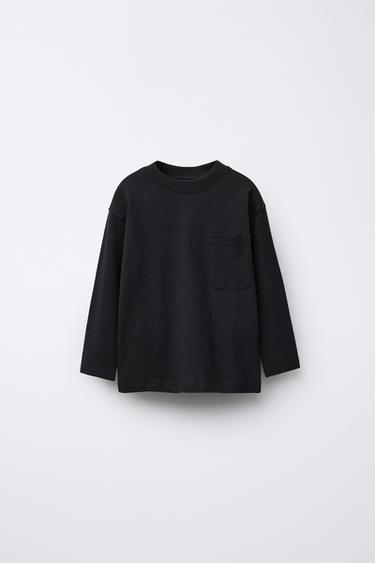Zara PLAIN POCKET T-SHIRT - Black - Image 0