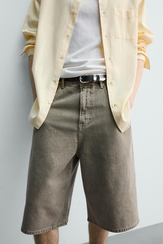 BERMUDA DENIM BALLOON FIT STRUCTURÉ - Kaki de Zara - Image 6
