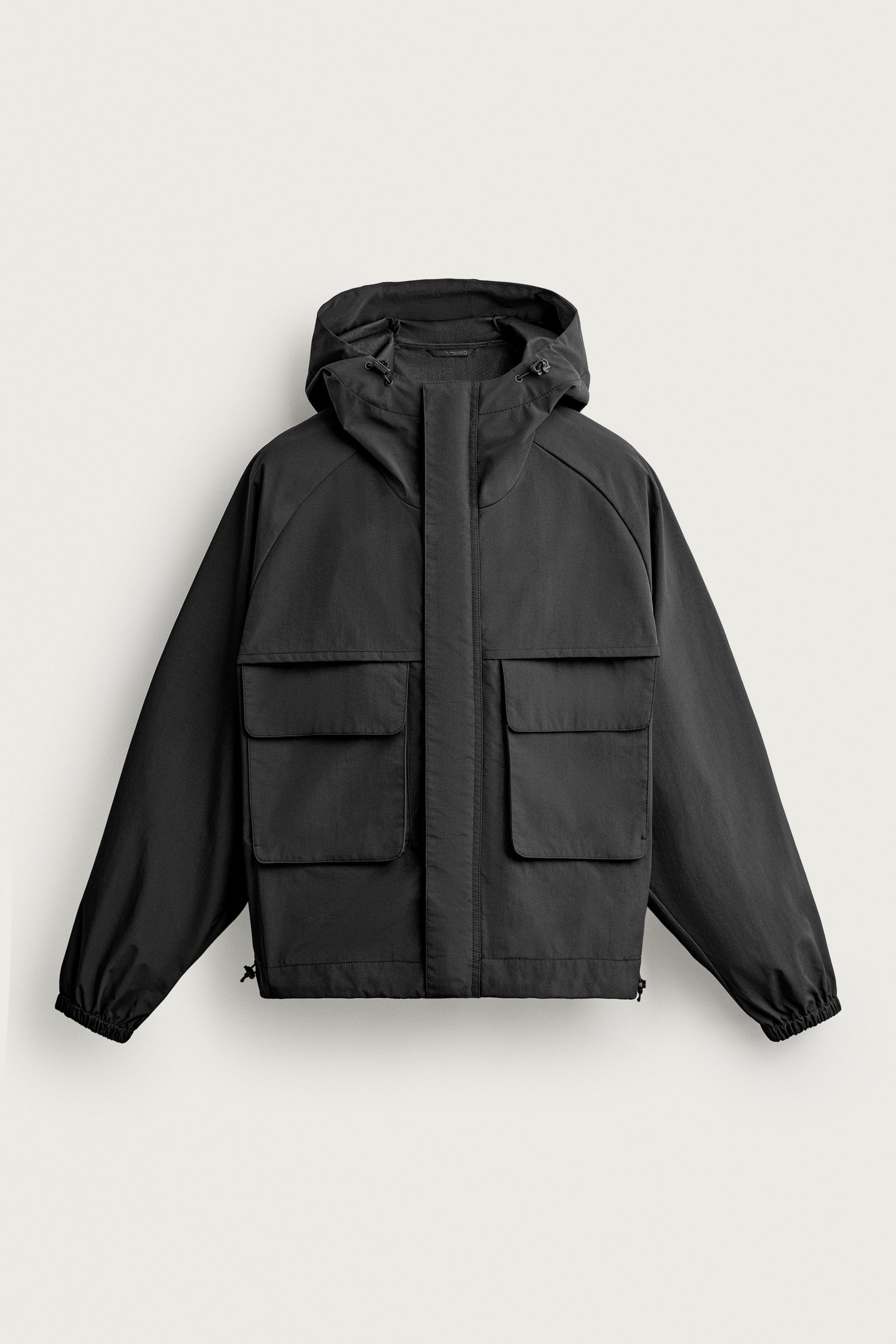 RELAXED FIT WATER-REPELLENT JACKET — Black