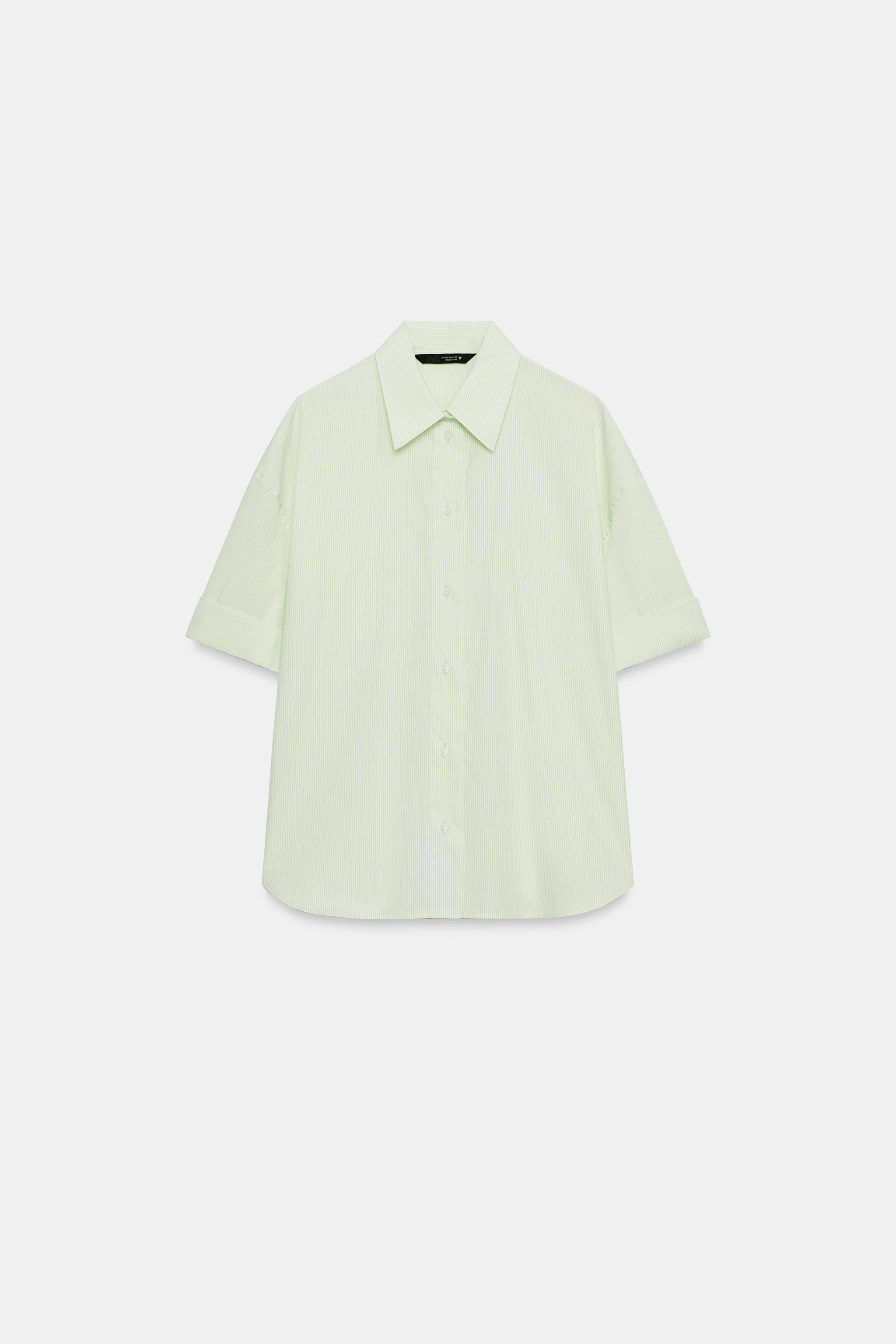 Zara ÇİZGİLİ OVERSIZE POPLİN GÖMLEK görsel 8