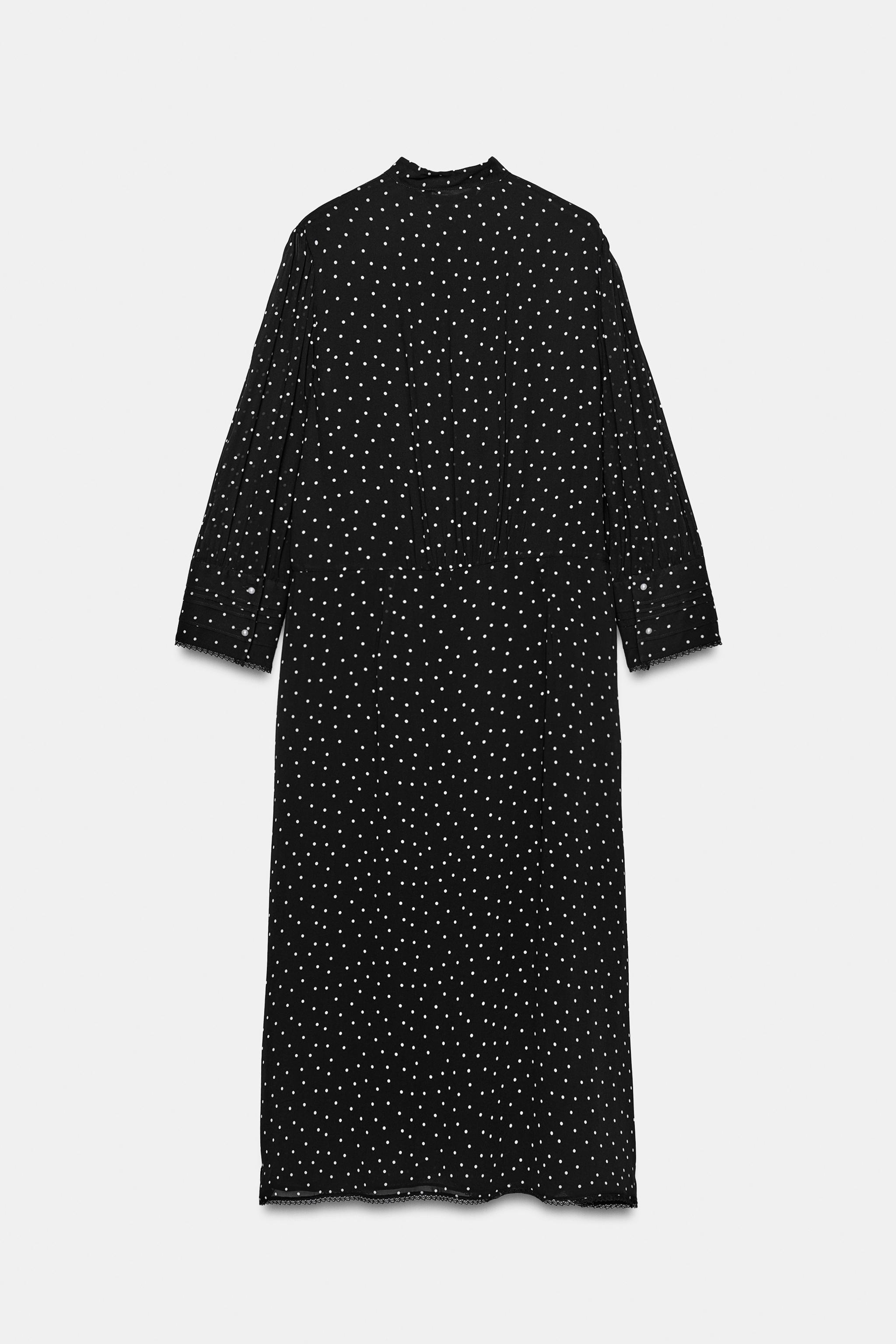 Женские платья Zara ZW COLLECTION PRINTED RULLLED POLKA DOT DRESS — фото 6