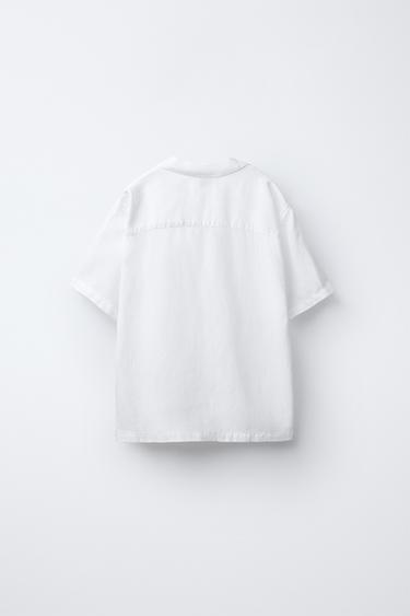LINEN CAMP COLLAR SHIRT - White by Zara - Image 1