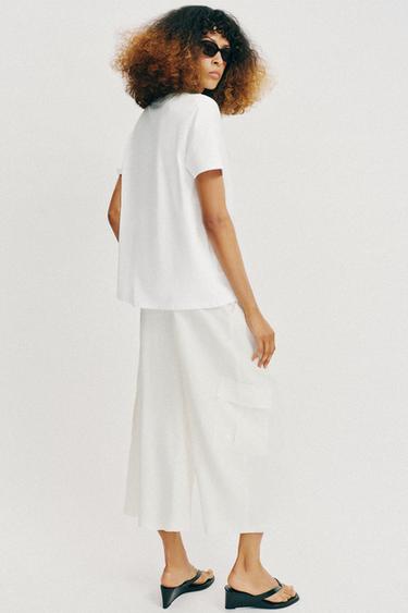 METALLIC SHORT SLEEVE T-SHIRT - Golden by Zara - Image 4