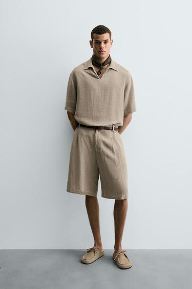 BERMUDA 100% LINHO - Bege-claro da Zara - Imagem 0