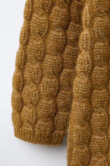 CABLE-KNIT JUMPSUIT - Ochre by Zara - Image 3