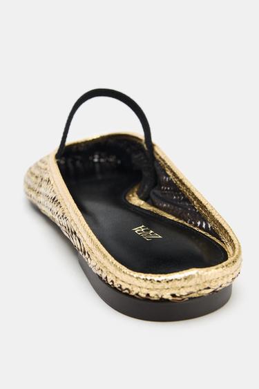 BALLERINES OUVERTES À L'ARRIÈRE TRESSÉES - Or de Zara - Image 7