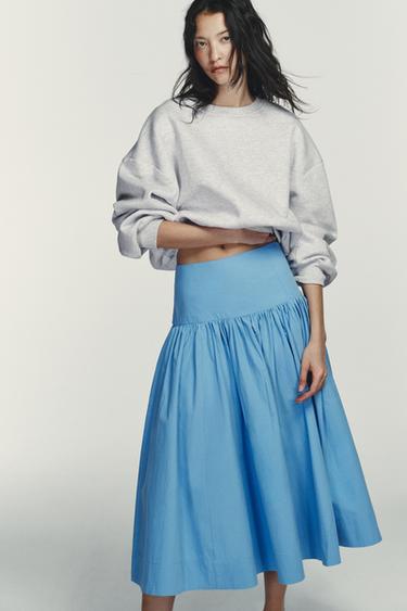 Zara VOLUME MIDI SKIRT - Bluish