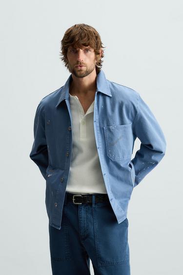 CAMISA LARGA COM SALPICOS DE TINTA - Azulão da Zara