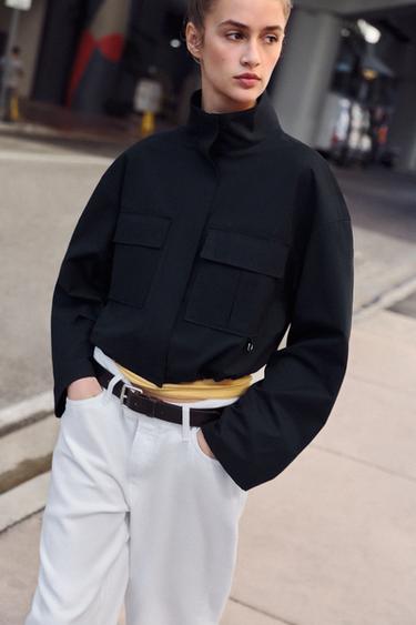 SHORT JACKET WITH HIGH NECK - Navy blue by Zara - Image 1