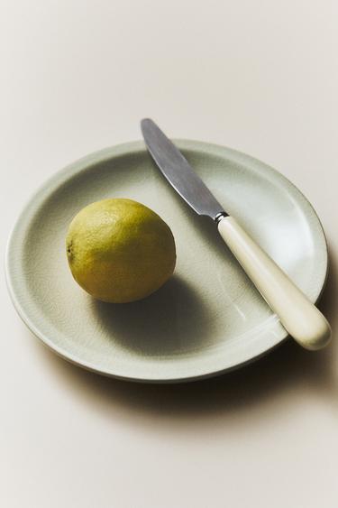 ENAMELLED STONEWARE DESSERT PLATE - Sea green by Zara - Image 4