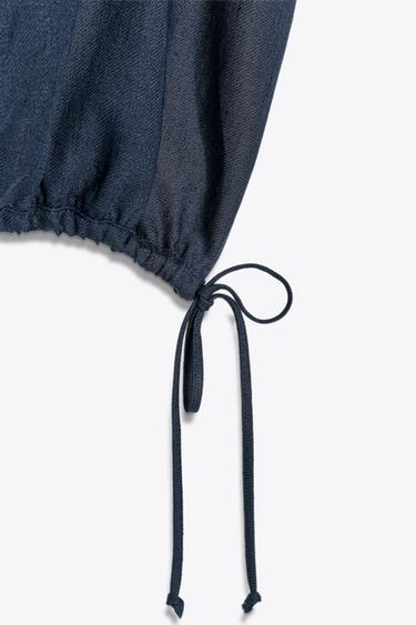 ZW COLLECTION LINEN TOP WITH TIES - Navy blue de Zara - Image 6