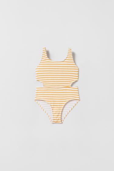 KIDS/ BAÑADOR CUT OUT RAYAS - Ocre de Zara - Imagen 0