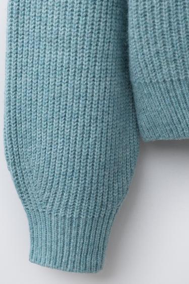PULL EN MAILLE PERLÉE - Bleu / Gris de Zara - Image 3