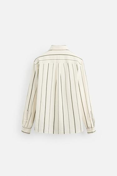 STRIPED JACQUARD SHIRT - Ecru / Beige by Zara - Image 8