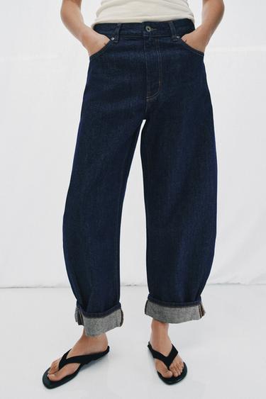 ZW COLLECTION MID-WAIST BALLOON JEANS - Blue by Zara