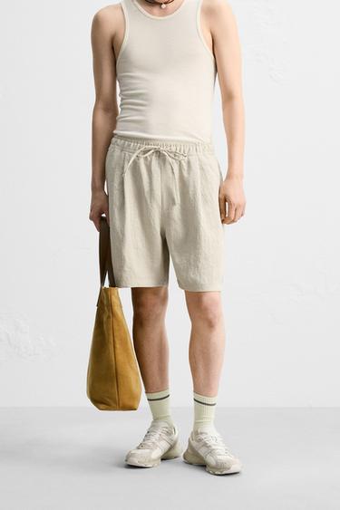 PLEATED FLOWING BERMUDA SHORTS - Sand / Marl by Zara