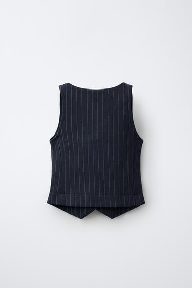 Zara PINSTRIPE VEST - Navy blue
