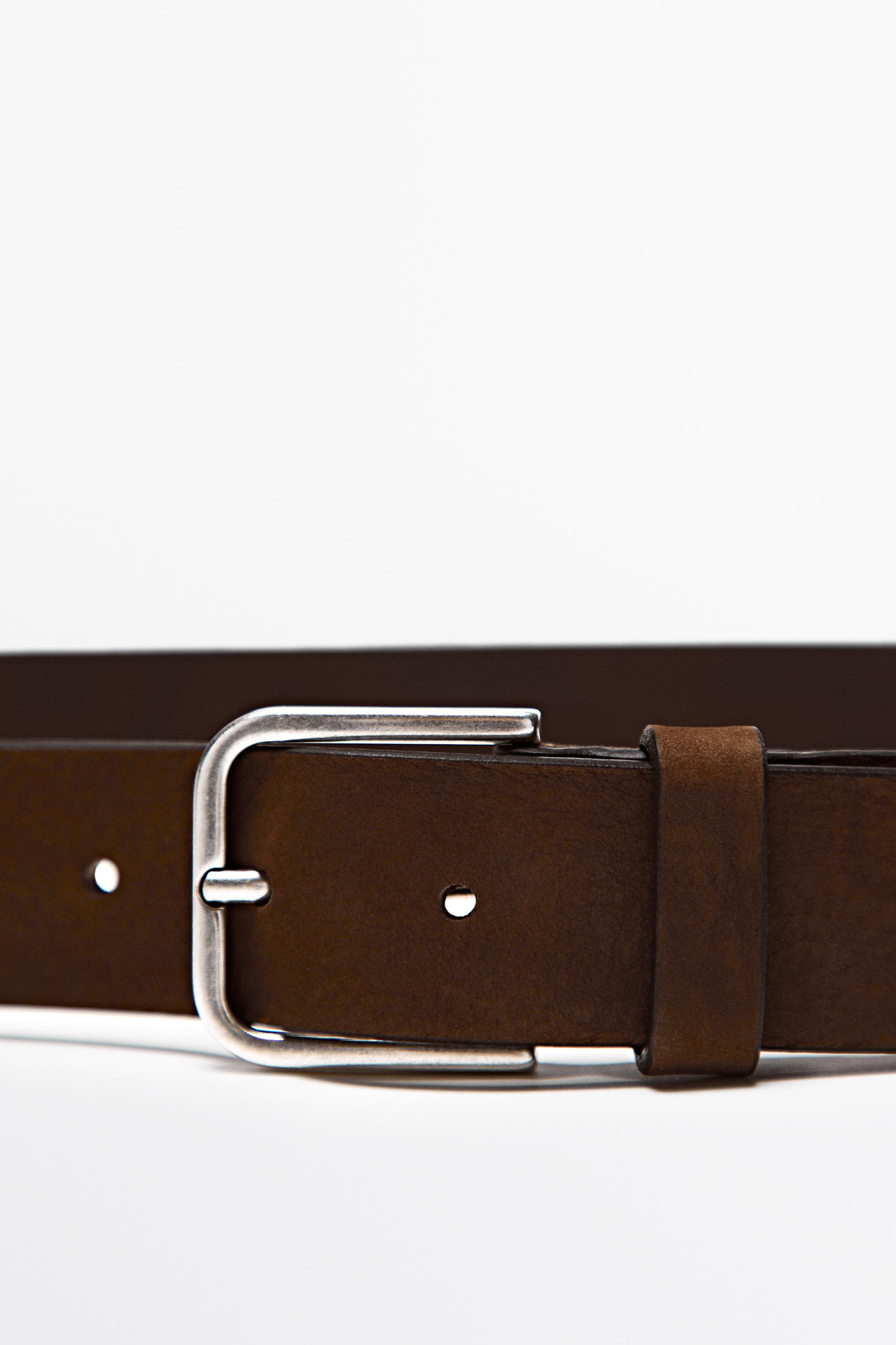 Nubuck leather belt — Brown