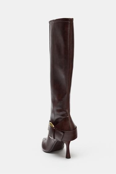 HIGH-HEEL BOOTS WITH METAL BUCKLE - Brown by Zara - Image 4