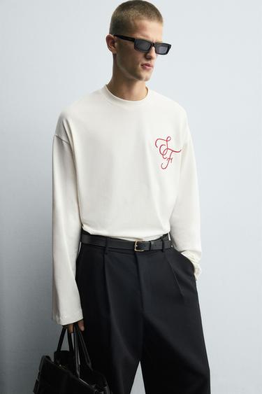 BOXY FIT EMBROIDERED T-SHIRT - White by Zara - Image 4