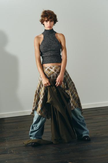 HALTER TOP WITH WOOL - Anthracite grey by Zara