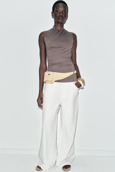 TOP DRAPEADO FRUNCES - Marrón vigoré de Zara