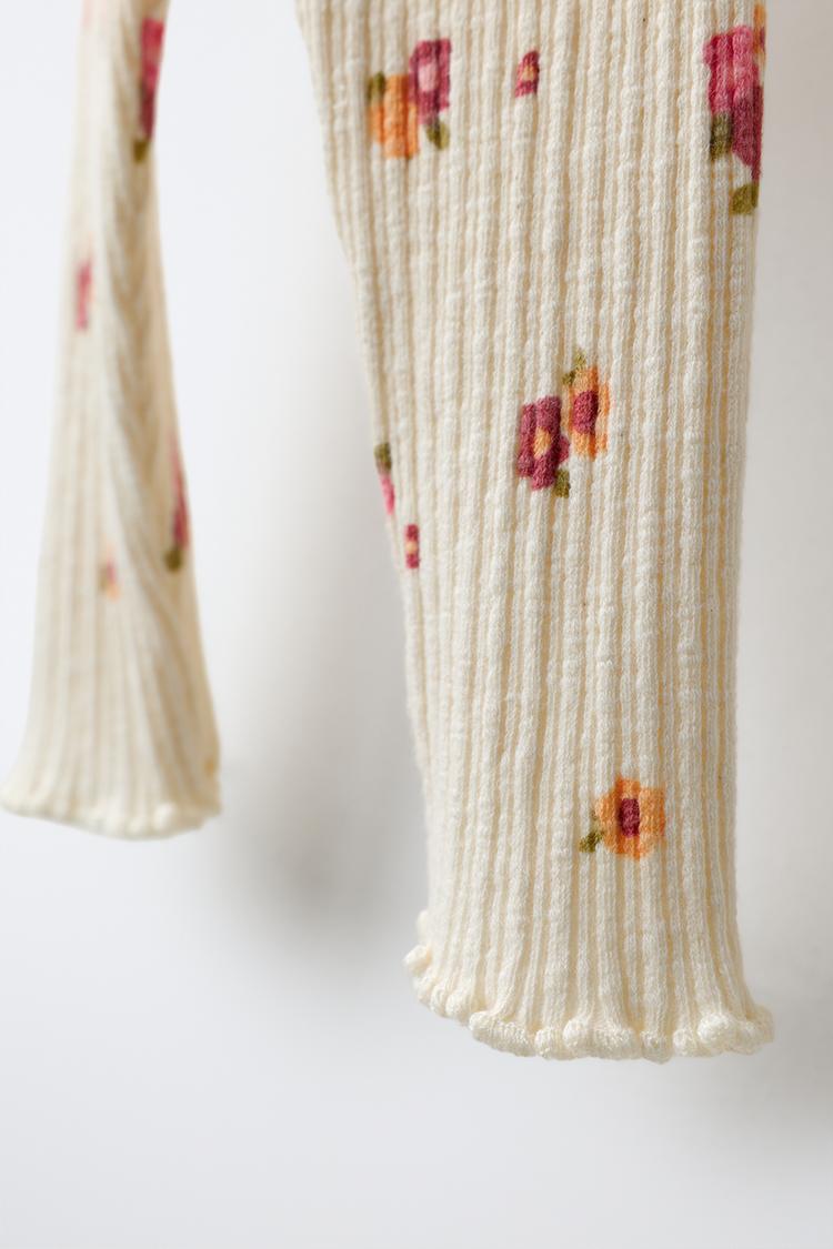 Leggings de frutas estampadas con canalé 4