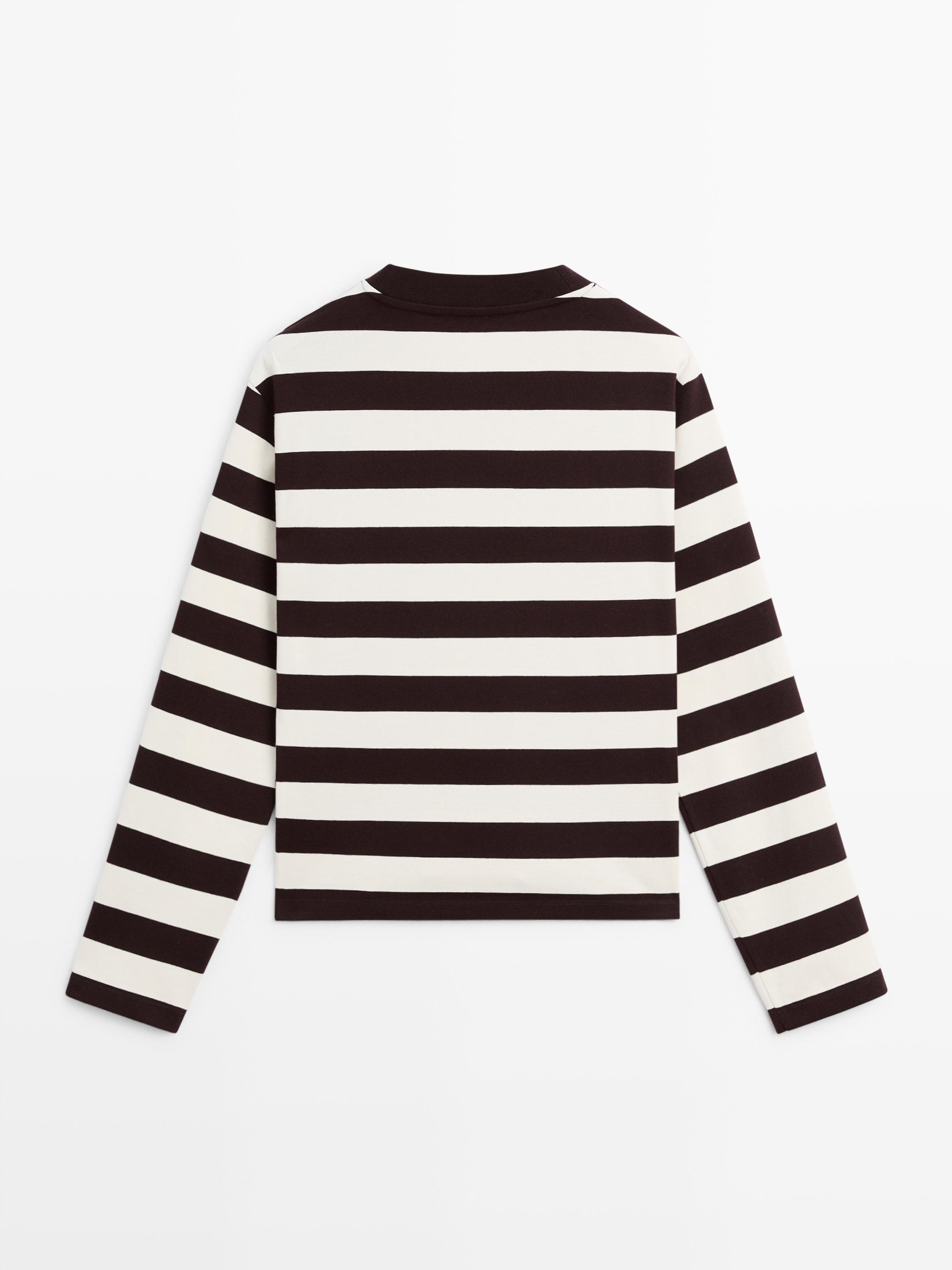 Striped long sleeve cotton T-shirt
