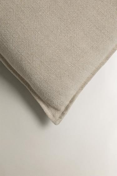 LINEN CUSHION COVER WITH TOPSTITCHING - Sand by Zara - Image 1