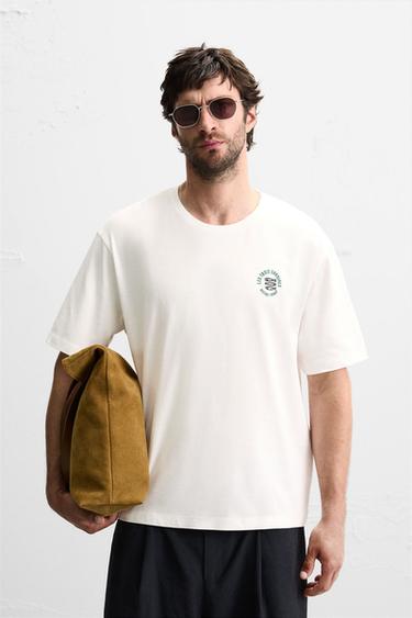 PLAYERA BORDADO COMBINADO - Blanco roto de Zara