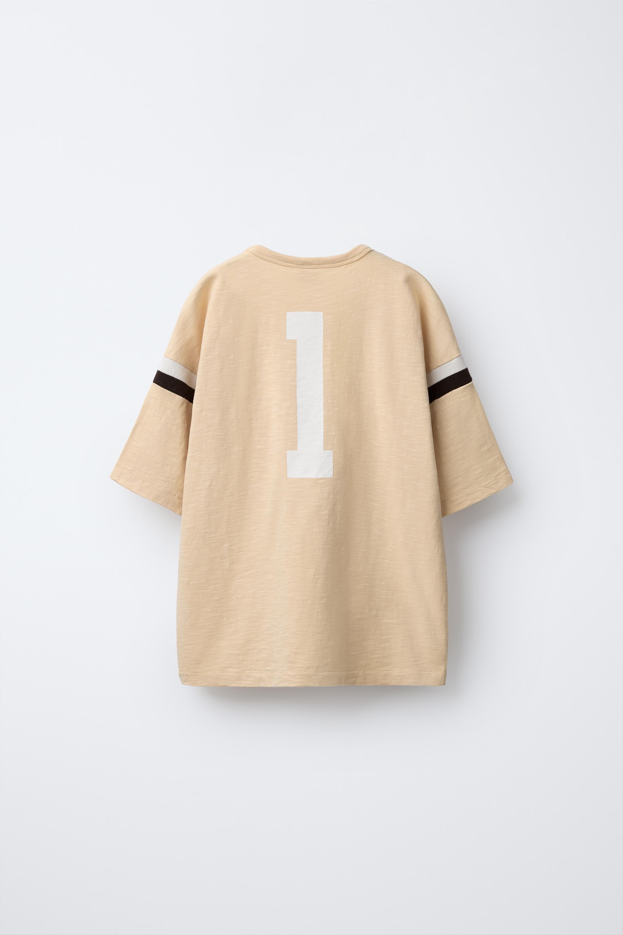 【ZARA】コットン＆リネンニットＴシャツ ベージュ 2893/428/710 カレッジTシャツ - イエロー | ZARA Japan / 日本