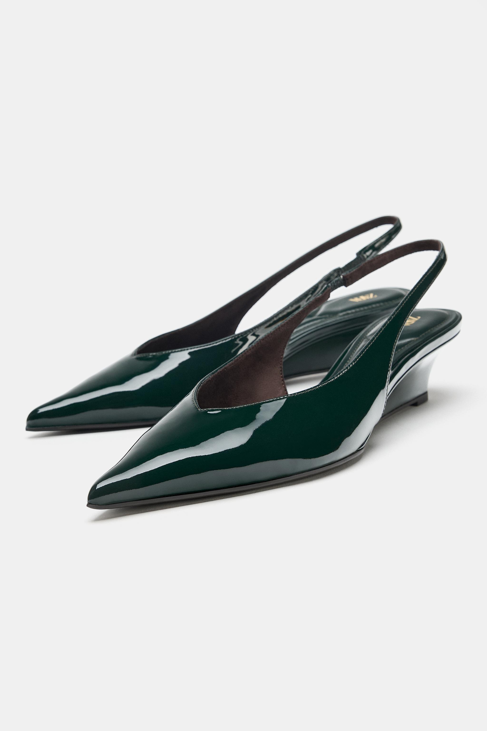 Обувь Zara PATENT-EFFECT WEDGE SHOES — фото 2