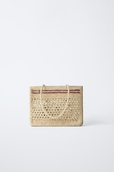 FLORAL RAFFIA TOTE BAG - Ecru White by Zara - Image 4