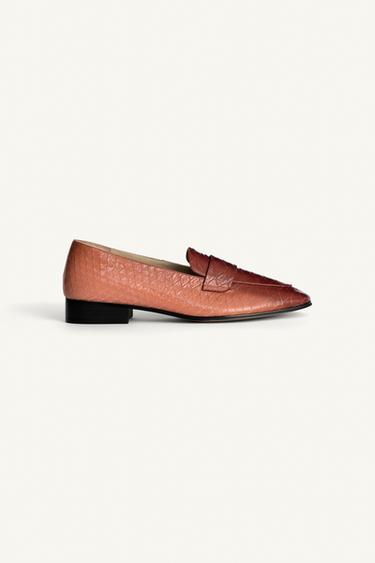 EMBOSSED LEATHER LOAFERS LIMITED EDITION - Orange by Zara - Image 6
