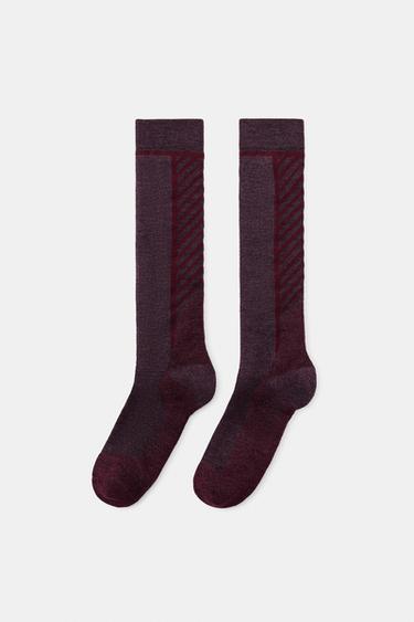 Zara WOOL SOCKS SKI COLLECTION - Burgundy