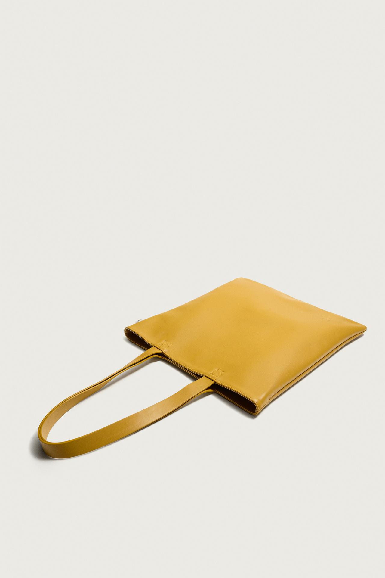 LEATHER SHOPPER BAG — Yellow