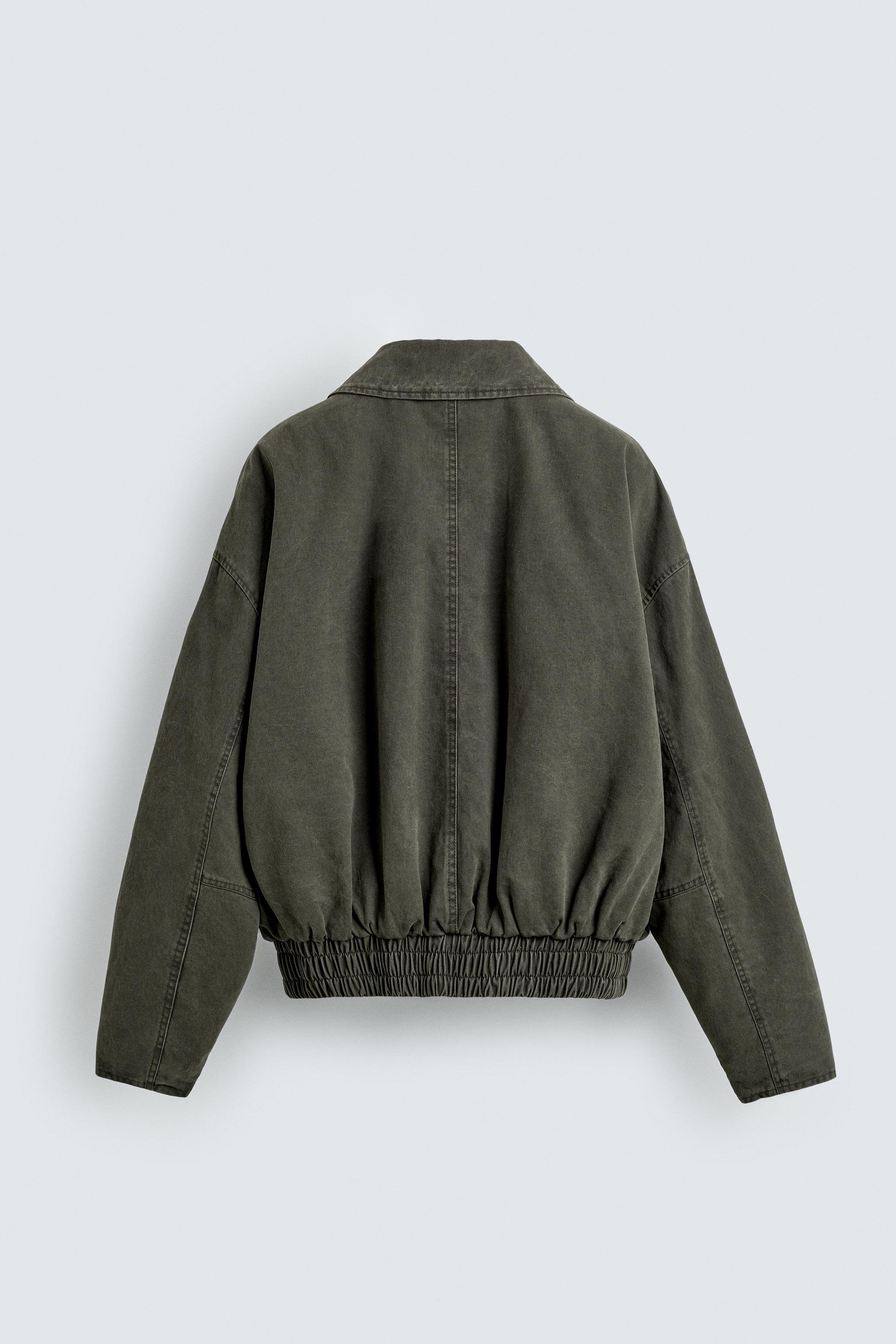ウォッシュドパフジャケット - ダークカーキ | ZARA Japan / 日本